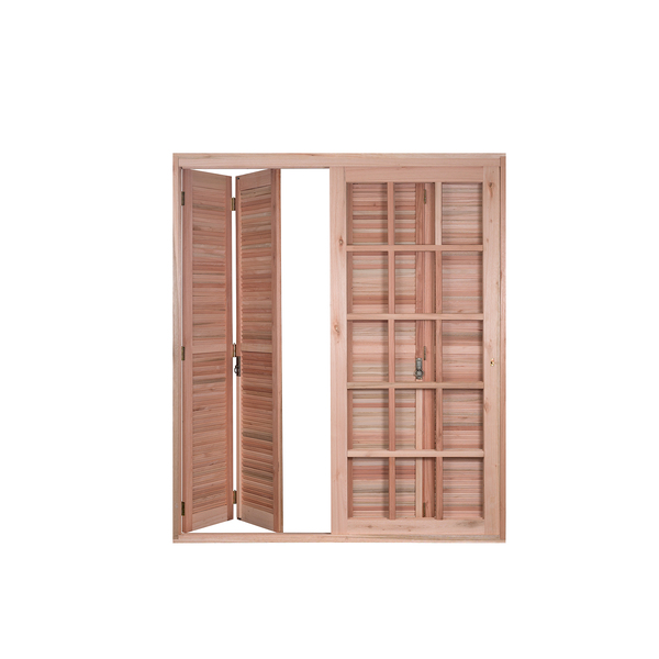 Porta com Veneziana Sanfonada Eucalipto 213x14cm Ambos os Lados Rondosul