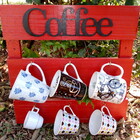 Porta Xícara Madeira Rústica - Vermelho 6 Xícaras