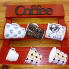 Porta Xícara Madeira Rústica - Vermelho 6 Xícaras