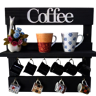 Porta Xícaras Com Prateleira  Na Cor Preto Rústico