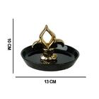 Portaanel Em Ceramica Flor De Lis Preto E Dourado 10 5x13 5cm