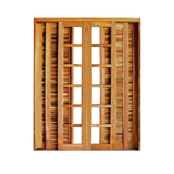 Portal Correr Veneziana 6 Folhas Itauba Reto Com Fechadura 1,