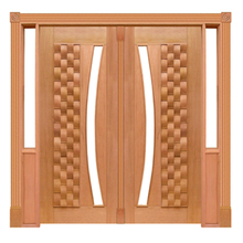 Portal Duplo Pivotante Couro Arco P/vidro Mod. 055 Em Madeira