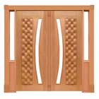 Portal Duplo Pivotante Couro Arco P/vidro Mod. 055 Em Madeira