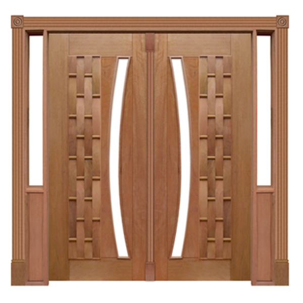 Portal Duplo Pivotante Couro Longo Arco P/vidro Mod. 115 Em M