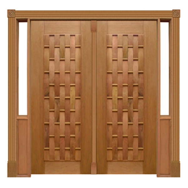 Portal Duplo Pivotante Couro Longo Mod. 110 Em Madeira Maciça