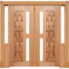 Portal Duplo Pivotante Couro Longo P/vidro Mod. 120 Em Madeir