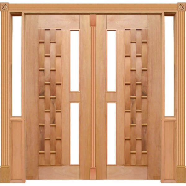 Portal Duplo Pivotante Couro Longo P/vidro Mod. 120 Em Madeir