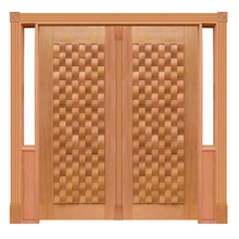 Portal Duplo Pivotante Couro Mod. 050 Em Madeira Maciça Cedro