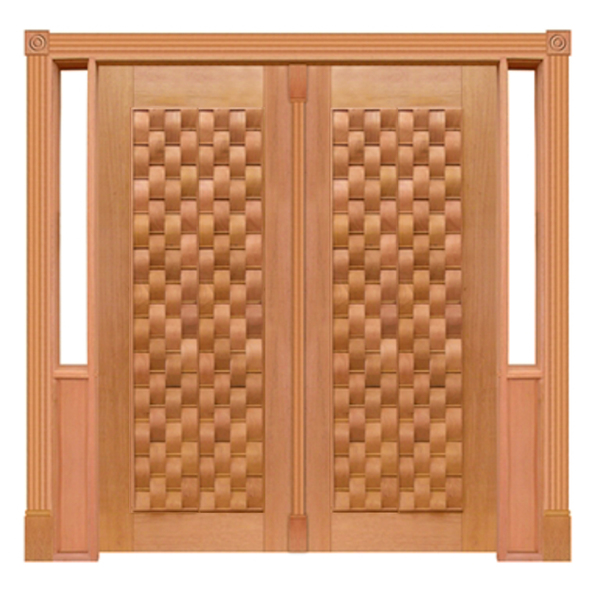 Portal Duplo Pivotante Couro Mod. 050 Em Madeira Maciça Cedro