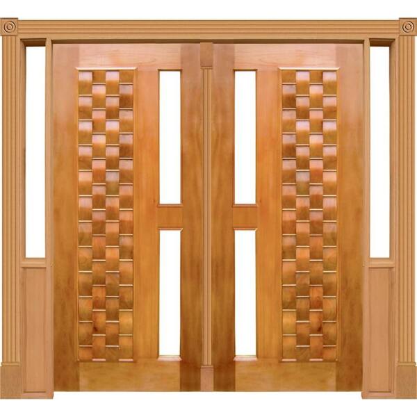 Portal Duplo Pivotante Couro P/vidro Mod. 060 Em Madeira Maci