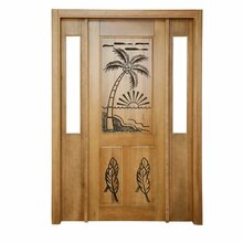 Portal Madeira Maciça Vitrô Duplo Palmeira Entalhada Completa