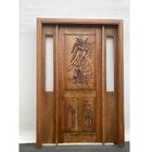 Portal Madeira Maciça Vitrô Duplo Pescado Entalhada Completa