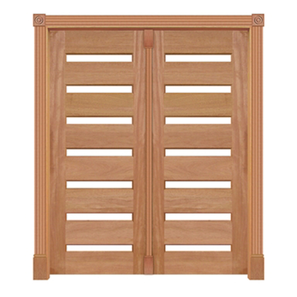 Portal Pivotante 07 Vidros Mod. 355 Em Madeira Maciça Cedro A