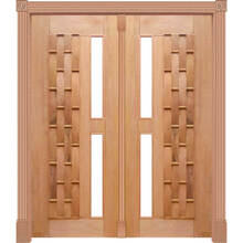 Portal Pivotante Couro Longo P/vidro Mod. 375 Em Madeira Maci