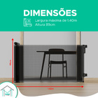 Portão De Segurança Para Pet Bebe Preto Tela Recolhimento