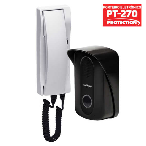 Porteiro Eletrônico Interfone Inviolável Branco/Preto PT-270