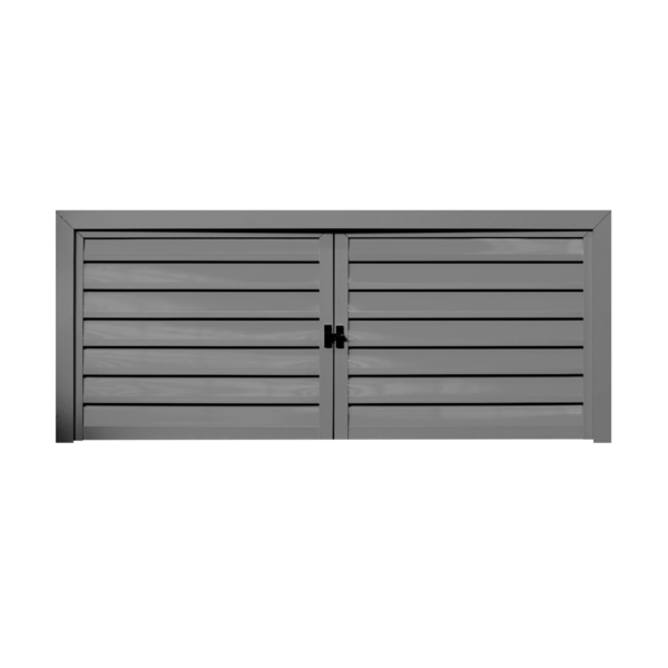 Portinhola 2 Folhas de Giro Alumínio Pintado Cinza Sob Medida Linha 25 OGB Esquadrias