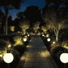 Poste Balizador De Jardim Orbital Preto 40cm Led 12w 3000k Bi