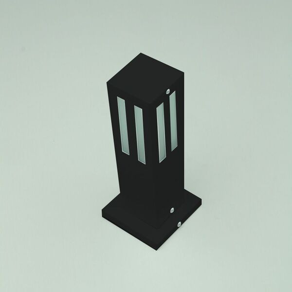 Poste Balizador De Jardim Vidro Friso 30cm Em Alumínio Preto