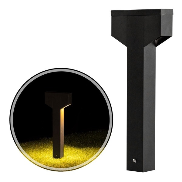 Poste Balizador Luminária Jardim 2 Focos Preto P/ Gu10 Mr11 S