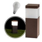 Poste Balizador Marrom 20cm Jardim Alumínio + Led Branco Frio