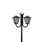 Poste Braço Curvo Luminária Romana Dupla Jardim Preto 200cm