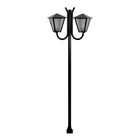 Poste Braço Curvo Luminária Romana Dupla Jardim Preto 300cm