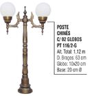 Poste Chinês Para Jardim De Alumínio 02 Globos 1 12m