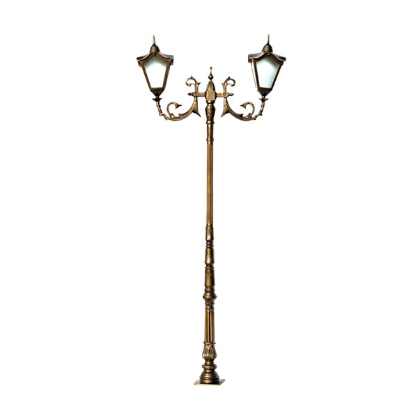 Poste Colonial Bari 02 Luminárias Italiana De Alumínio 269cm