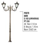 Poste Colonial Bari Para Jardim Alumínio 02 Luminária 2 53m