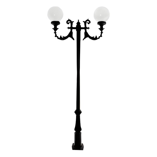 Poste Colonial De Jardim Vitória 02 Globos De Alumínio 275cm