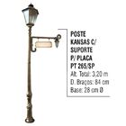 Poste Colonial Kansas Para Jardim Alumínio C. S. Placa 3 20m