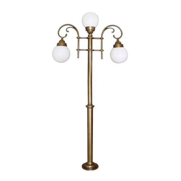 Poste Colonial Miami Para Jardim De Alumínio 03 Globos 3 07m