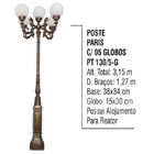 Poste Colonial Paris P/ Jardim De  Alumínio 05 Globo 3 15m