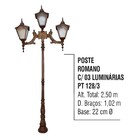 Poste Colonial Romano Jardim De Alumínio 03 Luminária 2 50m