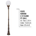 Poste Colonial Romano Para  Jardim Alumínio 01 Globo 2 16m