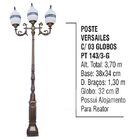 Poste Colonial Versailes Jardim De Alumínio 03 Globo 3 70m