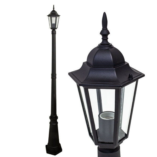 Poste Jardim Colonial Alumínio Vidro P/ Lâmpada E27 St1428