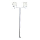 Poste Luminária Dupla Globo G Braço Reto Jardim Branco 200cm