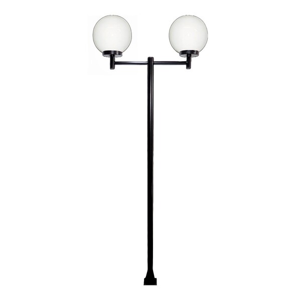 Poste Luminária Dupla Globo P Braço Reto Jardim Preto 300cm