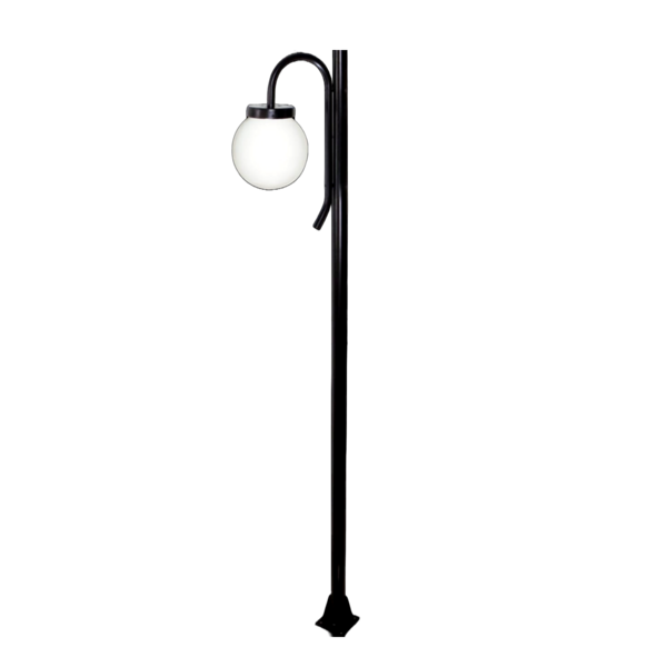 Poste Luminária Globo G Braço Curvo Baixo Jardim Preto 300cm