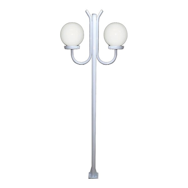 Poste Luminária Globo G Duplo Braço Curvo Cima Branco 200cm