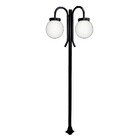 Poste Luminária Globo P Duplo Braço Curvo Cima Preto 200cm