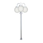 Poste Luminária Globo P Triplo Braço Curvo Baixo Branco 3mt