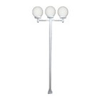 Poste Luminária Triplo Globo G Braço Reto Jardim Branco 2mt