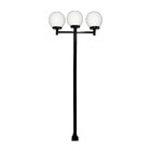 Poste Luminária Triplo Globo P Braço Reto Jardim Preto 200cm