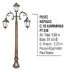 Poste Nápoles P/ Jardim De Alumínio 03 Luminárias 5 83m