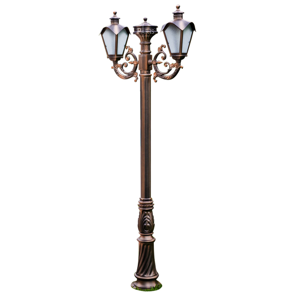 Poste Para Jardim Colonial Sinha Duplo Alumínio Cobre 1.84m 1