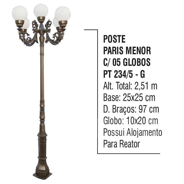 Poste Paris Menor P Jardim De Aluminio 05 Globo 2 51m Leroy Merlin